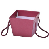 Коробка для цветов Трапеция Премиум перламутр красный 11,8х15,4х12,5см