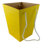 Коробка для цветов Трапеция Желто-бежевая 12,5х18х22,5см