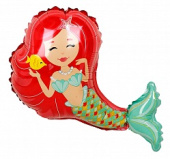 Шар фольга фигура Принцесса Русалочка c красными волосами 29'' 74см FL