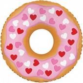 Шар фольга мини Пончик в сердечках розовый Fm
