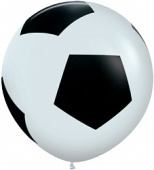 Шар латекс с рисунком 36"/Sp пастель Футбольный мяч Белый 005 5ст 1шт
