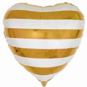 Шар фольга с рисунком 18''/CTI сердце Золотые полосы