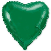 Шар фольга без рисунка 9'' сердце металлик Зеленое Green Fm