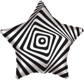 Шар фольга с рисунком 18''/AG звезда Иллюзия черно-белая