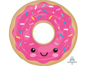 Шар фольга фигура Еда Пончик в глазури розовой 69см 27" An