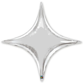 Шар фольга Звезда 4х-конечная Серебро Silver 40" QL