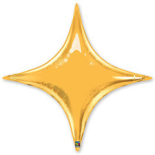 Шар фольга фигура без рисунка Звезда 4х-конечная Золото Gold 40" QL