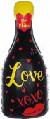 Шар фольга фигура Бутылка Шампанского Love Черный FL 33'' 84см