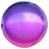 Шар фольга Сфера 3D Bubble Бабблс 24'' градиент Фиолетовый фуше 61см