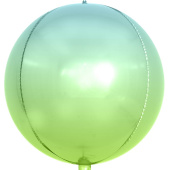 Шар фольга Сфера 3D Bubble Бабблс 24'' градиент Светло-зеленый голубой 61см