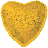 Шар фольга без рисунка 18'' сердце голография Золото CTI