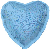 Шар фольга без рисунка 18'' сердце голография Голубой CTI