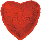 Шар фольга без рисунка 18'' сердце голография Красный CTI