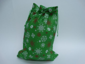 Мешок для подарков 20х30см Снежинка зеленый