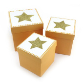Коробка куб Золотая звезда сглиттером квадрат 13х13х13 14,5х14,5х14,5 16,5х16,5х16,5см набор 3 в1