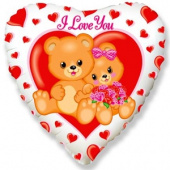 Шар фольга с рисунком 18"/Fm сердце I LOVE YOU Медвежата Шар фольга с рисунком 18"/Fm сердце I LOVE YOU Медвежата