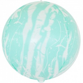 Шар фольга с рисунком Сфера 3D Bubble Бабблс 22" Мрамор Бирюзовый 56см