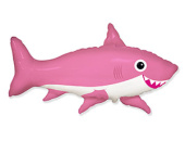 Шар фольга фигура Акула веселая розовая 39'' 75см Hх 105см W Fm