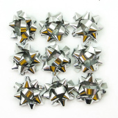 Бант звезда 40мм Серебро металлик (10шт)