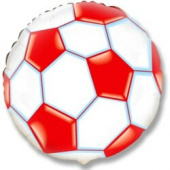 Шар фольга с рисунком 18''/Fm круг Футбольный мяч Красный