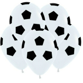 Шар латекс с рисунком 12"/Sp пастель Футбол мяч белый 005 (25/50шт)