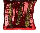 Подушка декоративная с двусторонними паетками Блес ккрасный и золотой