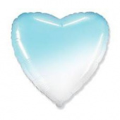Шар фольга без рисунка 18'' сердце градиент Бело-Голубой Fm