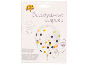 Шар латекс набор с конфетти 12"/ВЗ (30см) кристалл круги бел/черн/зол (уп3) Шар латекс набор с конфетти 12"/ВЗ (30см) кристалл круги бел/черн/зол (уп3)