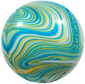 Шар фольга с рисунком Сфера 3D Bubble Бабблс 24'' Мраморная иллюзия Зеленый Агат FL