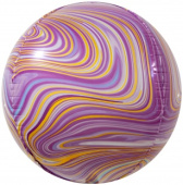 Шар фольга с рисунком Сфера 3D Bubble Бабблс 24'' Мраморная иллюзия Розовый Агат FL