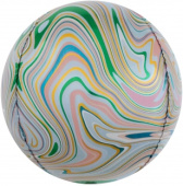 Шар фольга с рисунком Сфера 3D Bubble Бабблс 24'' Мраморная иллюзия Разноцветный Агат FL