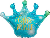 Шар фольга фигура Корона Маленький Принц искорки звезд Голубой Градиент 30'' 76см