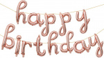 Шар фольга Буквы надпись Happy Birthday изящный курсив Розовое Золото17''/43см/FL Шар фольга Буквы надпись Happy Birthday изящный курсив Розовое Золото17''/43см/FL