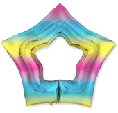Шар фольга фигура без рисунка Звезда контур Диагональная радуга градиент 37" Fm
