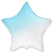 Шар фольга без рисунка 18'' звезда градиент Бело-Голубой Fm