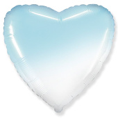 Шар фольга без рисунка 18'' сердце градиент Бело Голубой Fm