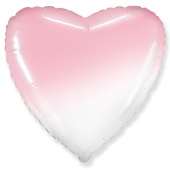 Шар фольга без рисунка 18'' сердце градиент Бело Розовое металлик Fm