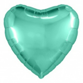 Шар фольга без рисунка 9'' сердце металлик Бискайский зеленый AG