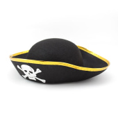 Шляпа фетр треуголка Пиратская с золотой лентой 60см