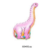 Шар фольга фигура Динозавр Диплодок розовый