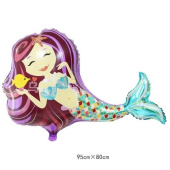 Шар фольга фигура Принцесса Русалка фиолетовые волосы
