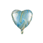 Шар фольга с рисунком 18''/КА сердце мрамор Голубая