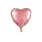 Шар фольга с рисунком 18''/КА сердце мрамор Розовая