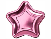 Тарелки фольга 180мм однотонная Звезда розовая уп8
