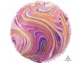 Шар фольга с рисунком 18''/An круг мрамор Purple
