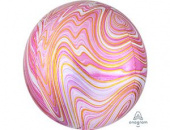 Шар фольга без рисунка Сфера 3D Bubble Бабблс мрамор Розовая Pink 16"/An США Шар фольга без рисунка Сфера 3D Bubble Бабблс мрамор Розовая Pink 16"/An США