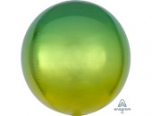 Шар фольга без рисунка Сфера 3D Bubble Бабблс омбре Желто-зеленый 16"/An США Шар фольга без рисунка Сфера 3D Bubble Бабблс омбре Желто-зеленый 16"/An США