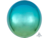 Шар Сфера 3D Bubble Бабблс 16" омбре Зелено голубой 40см An