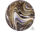 Шар фольга с рисунком Сфера 3D Bubble Бабблс 16" Мрамор Черная Black An
