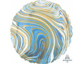 Шар фольга с рисунком 18''/An круг мрамор Blue